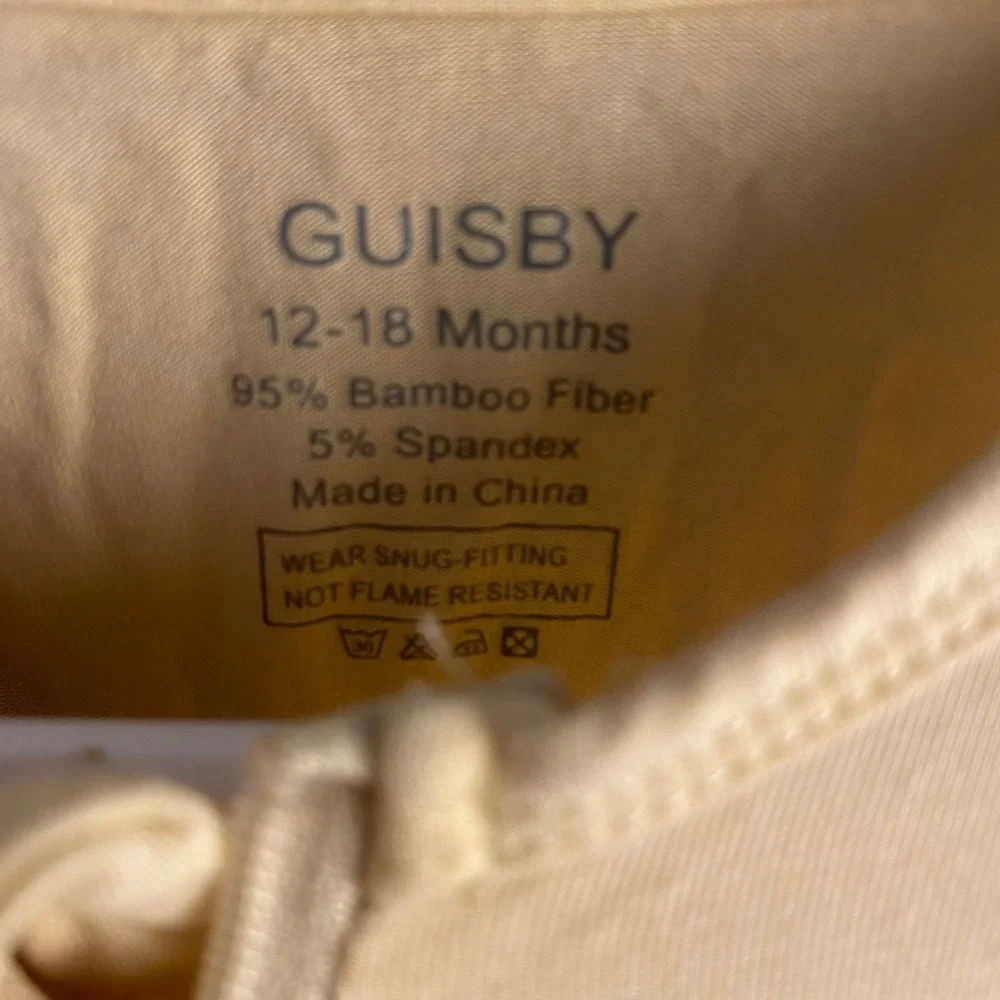 Guisby Baby Bamboo Romper 12-18 Months Cream Short Sleeve 2 Way Zip Pajamas